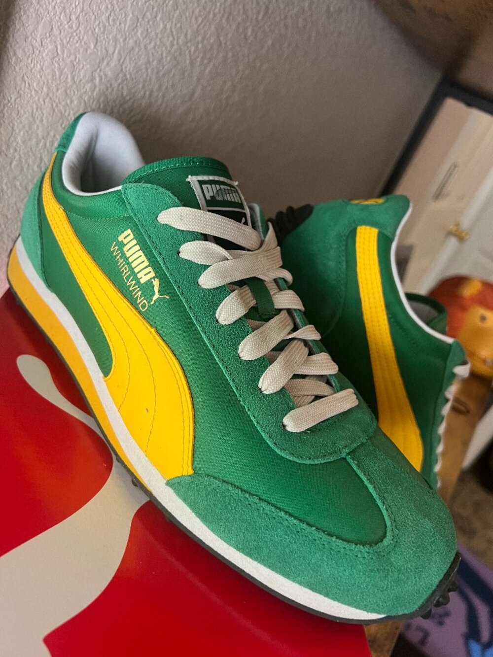 Puma Whirlwind Mens Sneakers Green Yellow Retro Low Top Shoes 351293-31 Size 9.5 - Picture 1 of 6